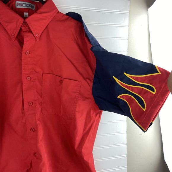 VTG Flames Western Bowling Fishing Button Up Red Shirt Mens Size XL Pro Wear One - Picture 4 of 13